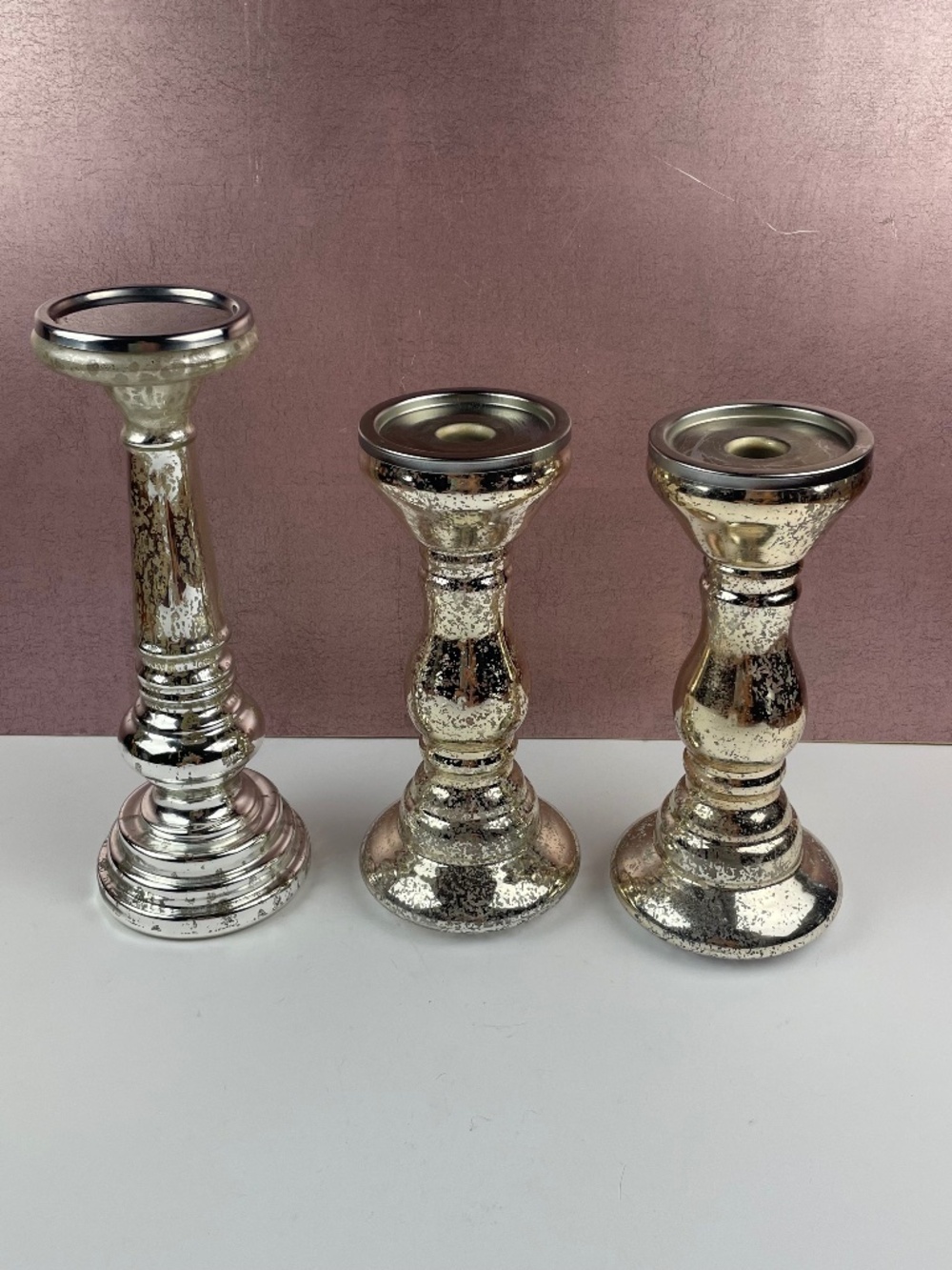 Silver Speckled Candle Holders Set Of 3